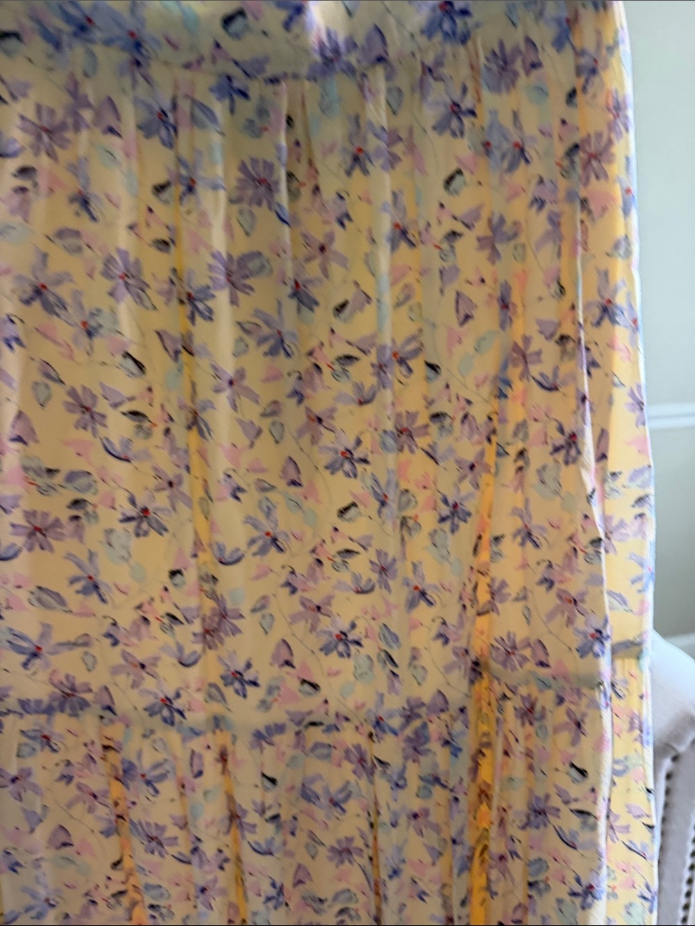 Yellow Floral Tiered Maxi Skirt with Lavender Accents - Picture 2 of 5